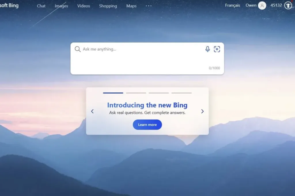 Access Bing by opening or downloading Microsoft Edge