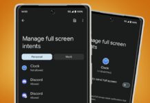 Dos teléfonos Android muestran un nuevo ajuste para gestionar las notificaciones a pantalla completa