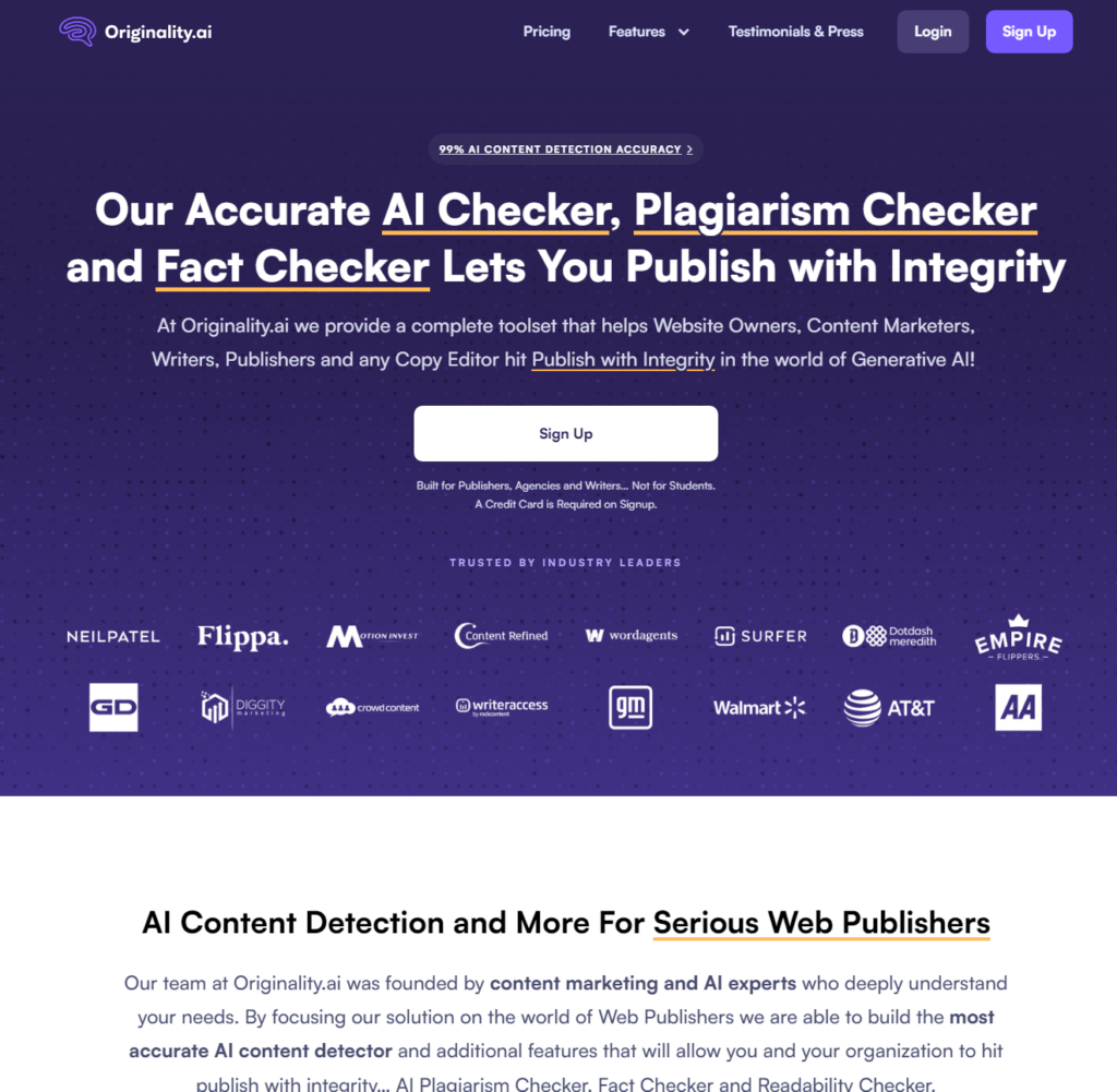 Originality.AI: Uniting AI Detection and Plagiarism Checking in One Tool