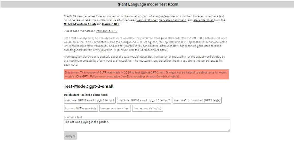 Unveiling GLTR: An Open-Source Linguistic Analysis Tool for AI Detection