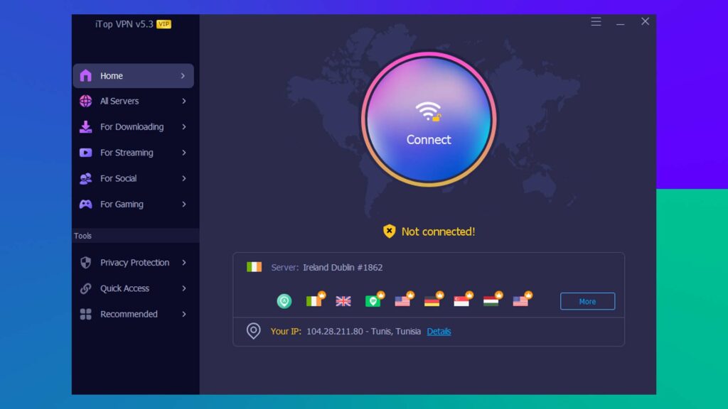 iTopVPN Review: Servers and Locations
