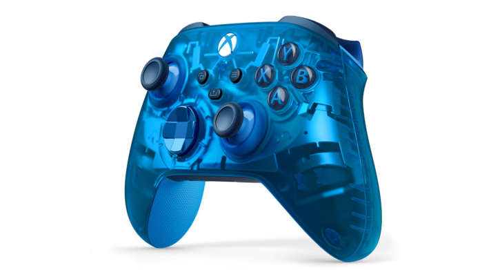 Sky Cipher Xbox controller translucent design with blue metallic triggers