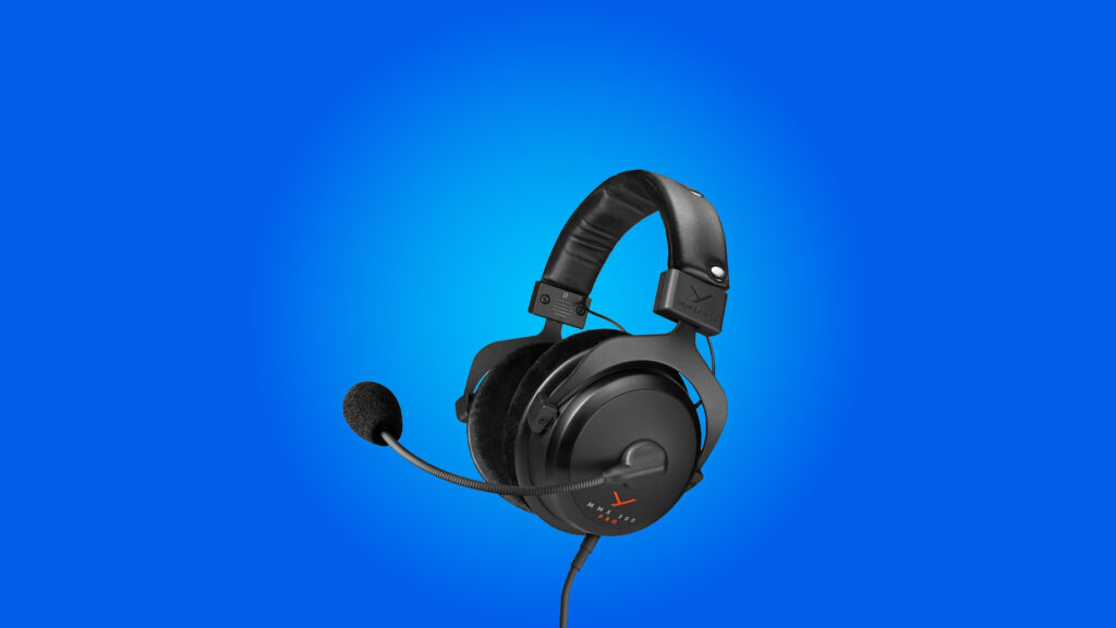 Beyerdynamic MMX 300 Pro gaming headset on desk