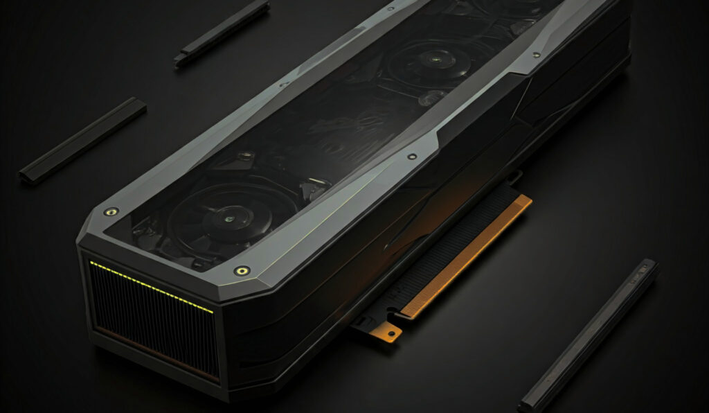 Concept design of Nvidia RTX 5090 GPU with futuristic styling