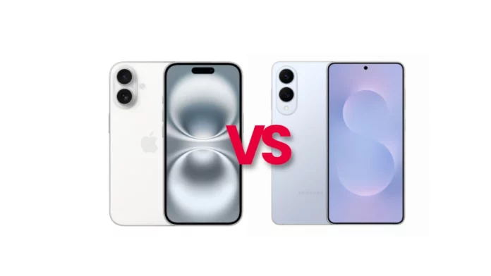 Samsung Galaxy S25 Edge, iPhone 16 comparison, smartphone comparison, flagship phone review, Android vs iOS, mobile phone specs