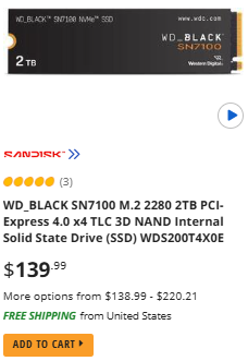 WD_BLACK SN7100 M.2 2280 2TB PCI-Express 4.0