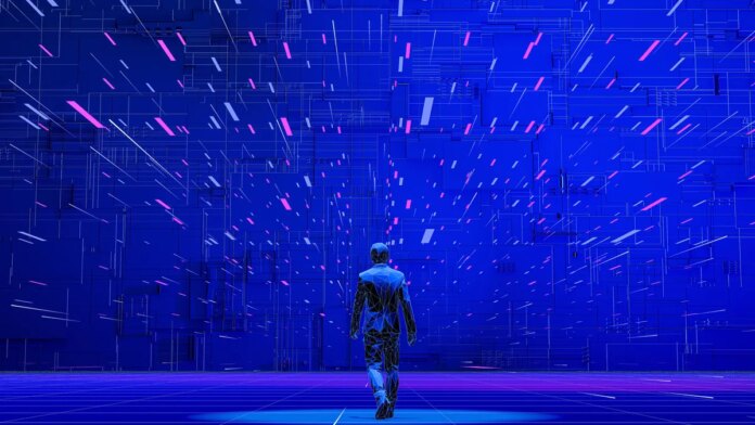 Artificial intelligence data collection scene, 3D rendering