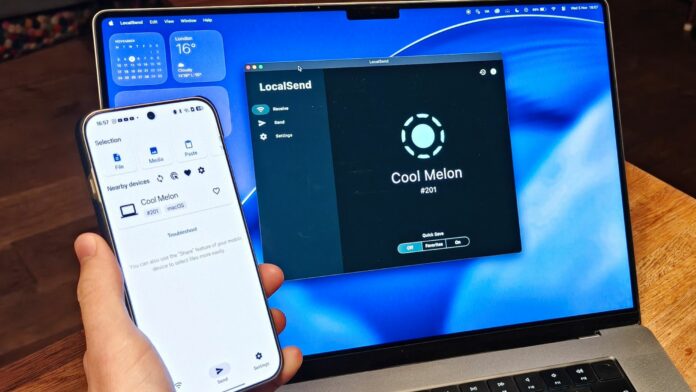 Localsend running on a phone and MacBook