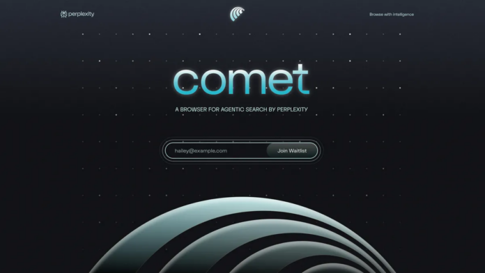 A screenshot of the Perplexity Comet web browser page