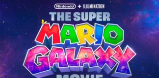 A screenshot of the title and logo for Nintendo's The Super Mario Galaxy Movie