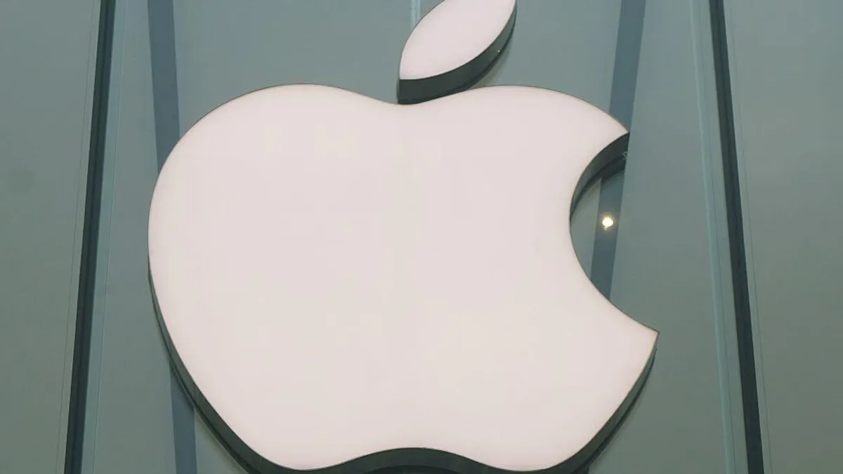 Large Apple logo shown on a China store