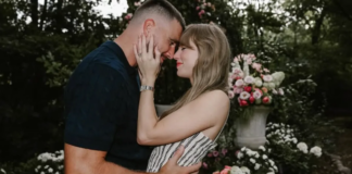 Taylor Swift and Travis Kelce embrace