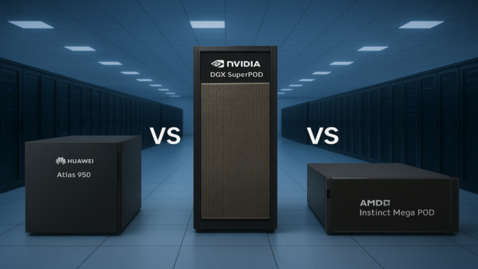 Huawei Atlas 950 SuperPoD vs Nvidia DGX SuperPOD vs AMD Instinct Mega POD