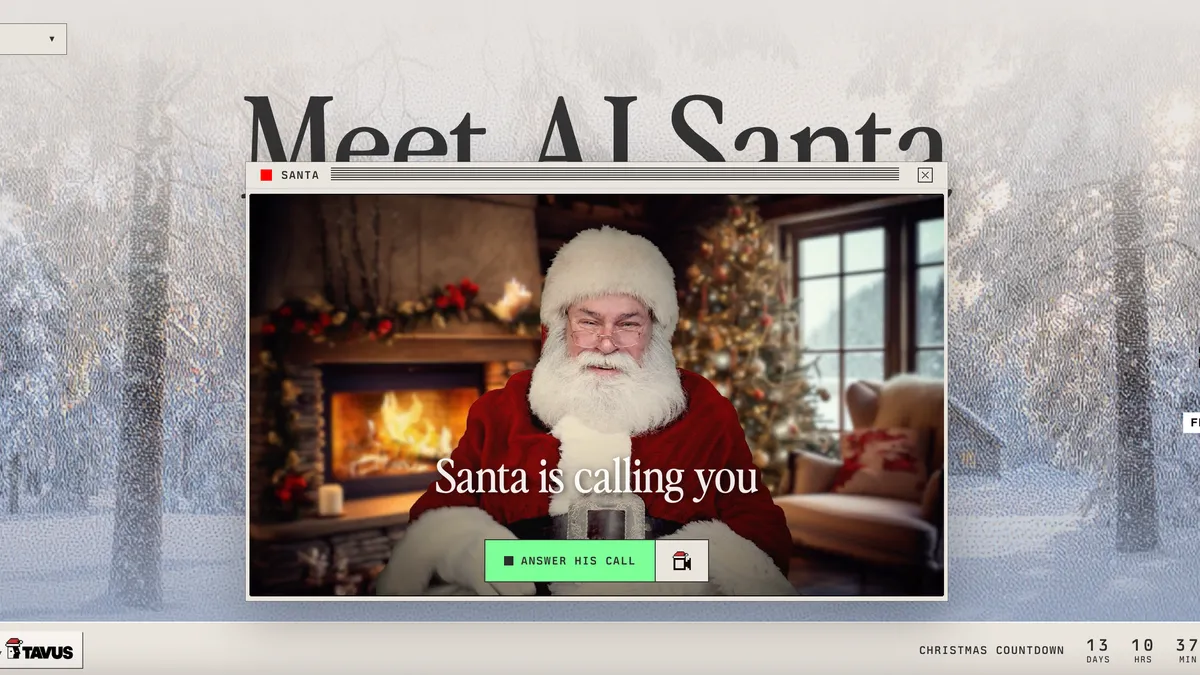 A screenshot shows AI Santa, ready to chat with you.