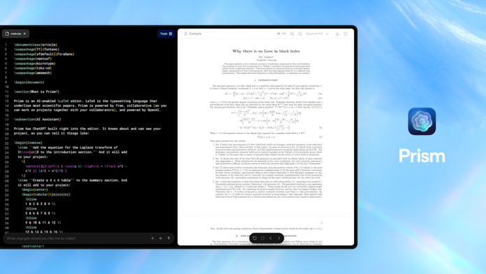 OpenAI launches Prism, a Claude Code-like app for scientific research
