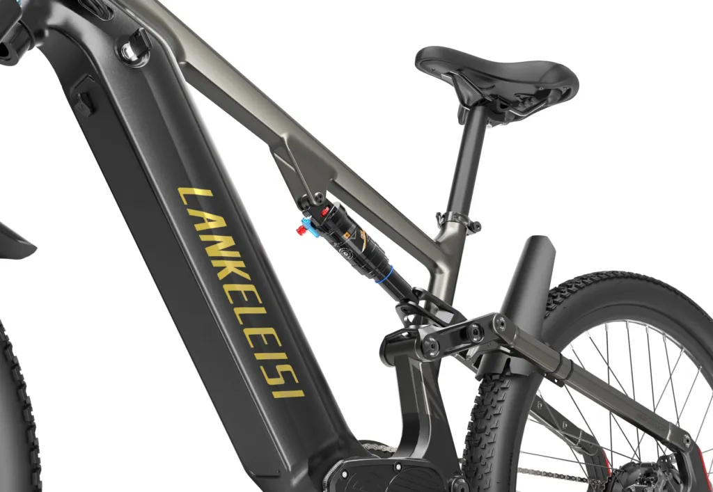 Lankeleisi MG600 Pro Maxxis Rekon 29 inch trail tires and rear suspension linkage detail