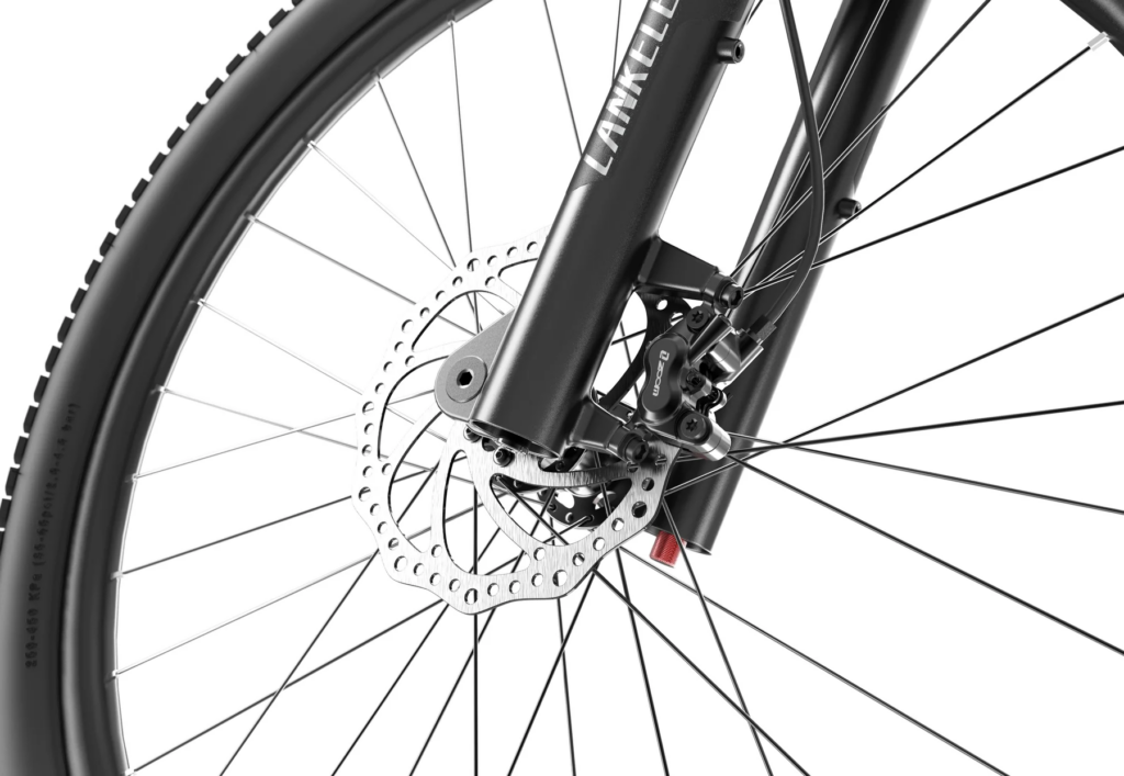 Lankeleisi MG600 Pro 960Wh battery and ZOOM HB-890E four-piston hydraulic disc brake detail