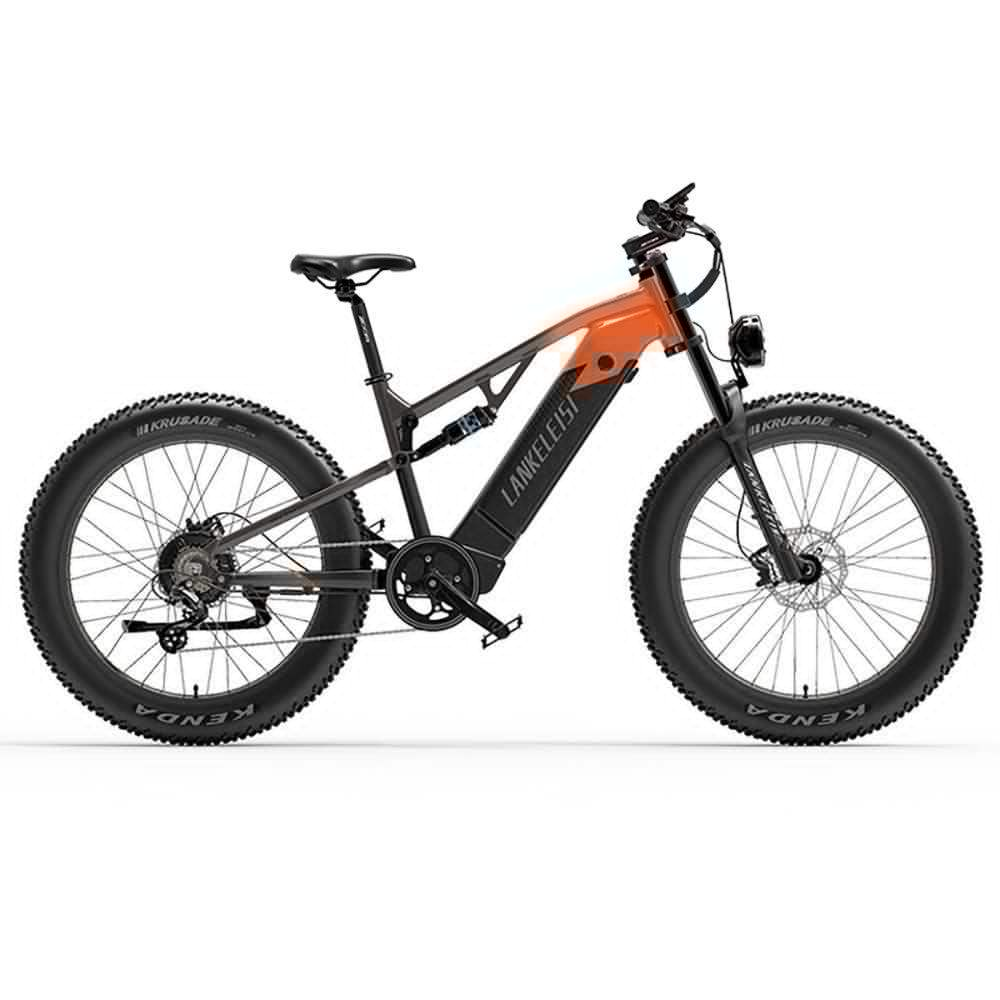 Lankeleisi RV800 Plus full suspension fat e-bike side profile orange colourway