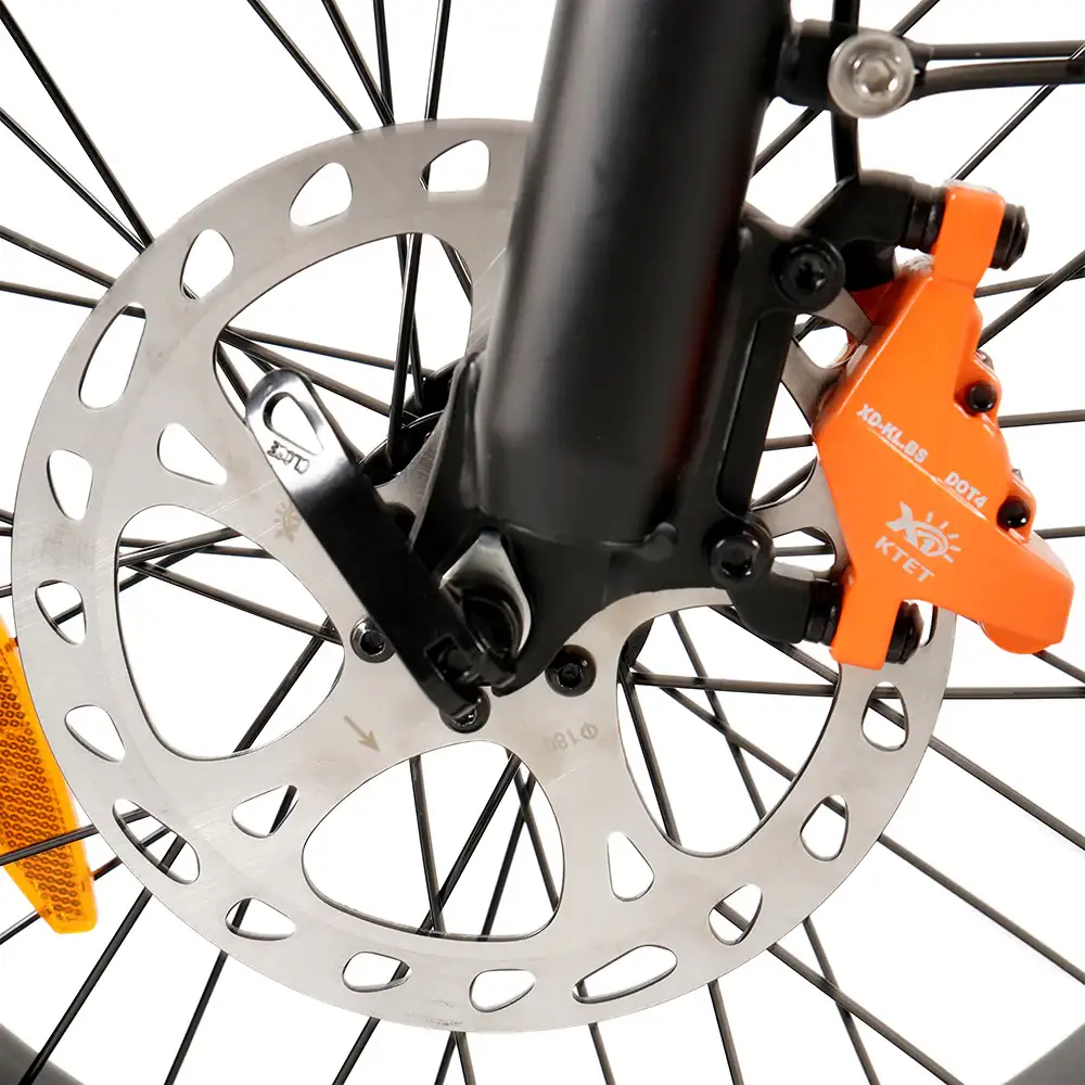 KTET hydraulic disc brake close-up on Vakole SG20 electric fat bike