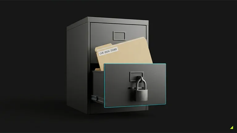 Pulled-out drawer in a matte server cabinet, symbolising the CVE-2026-21589 file access flaw
